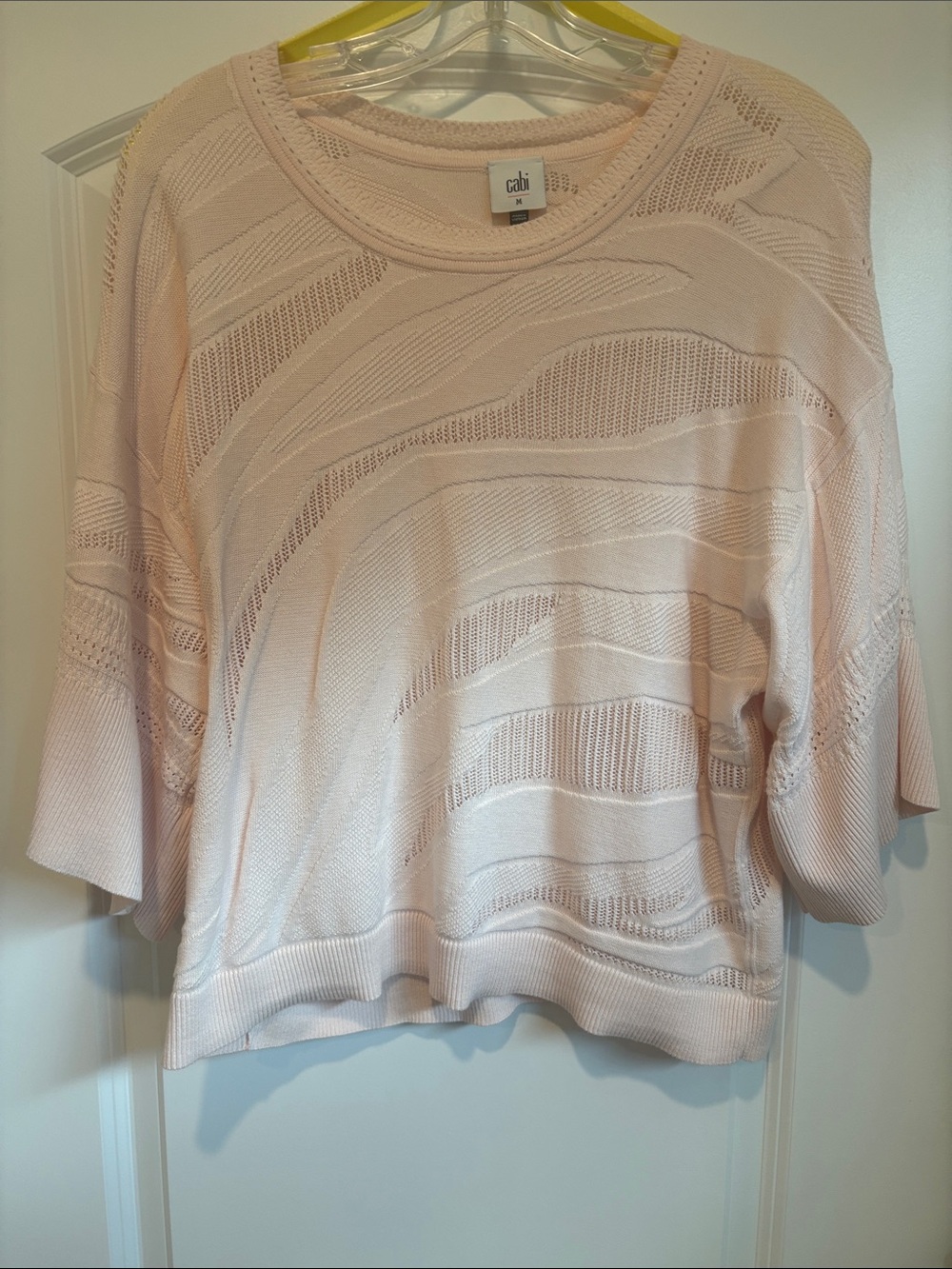 CAbi Shy Pink  Open-Knit Boxy Pullover
